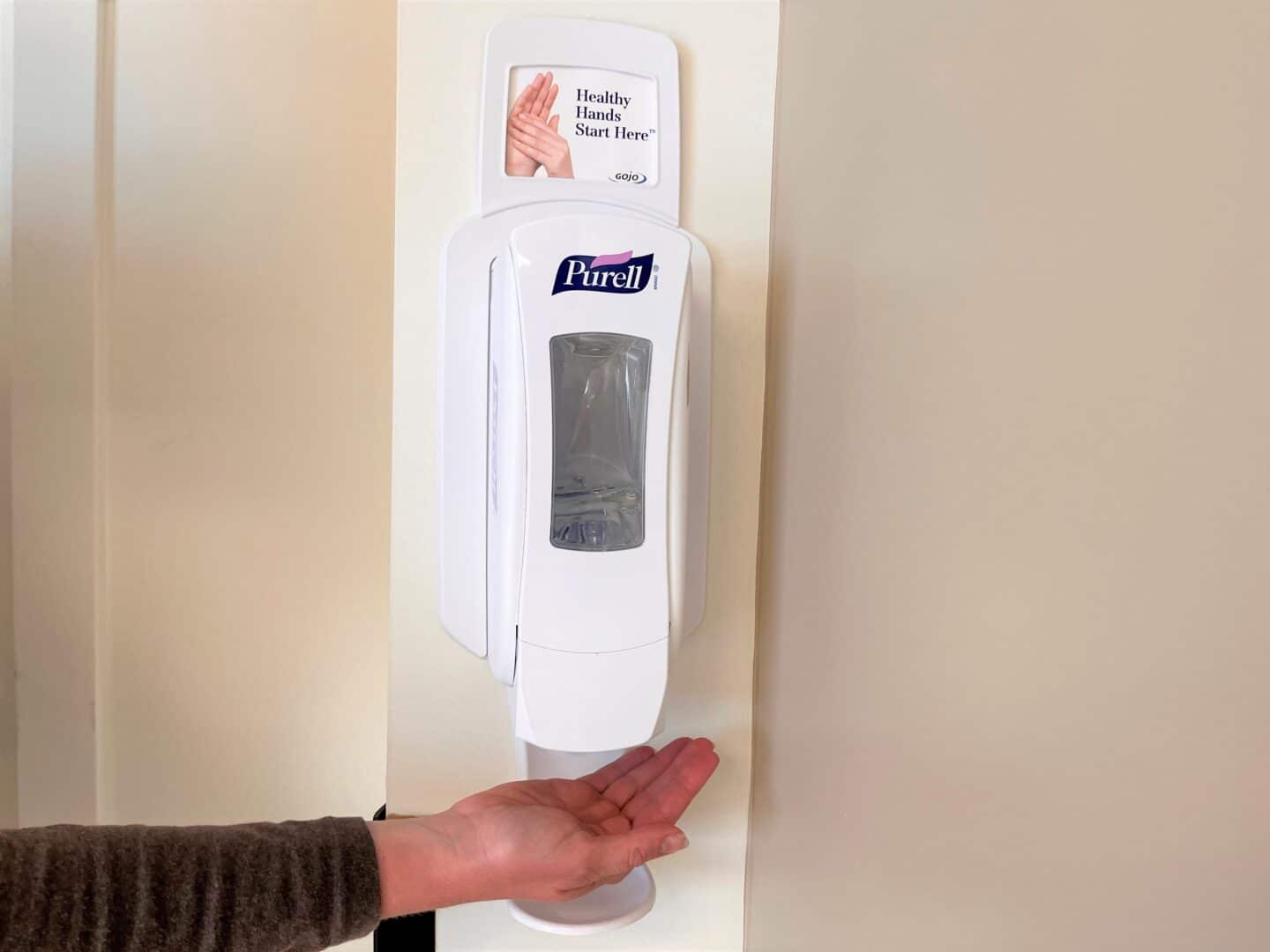 A hand sanitizer dispenser.