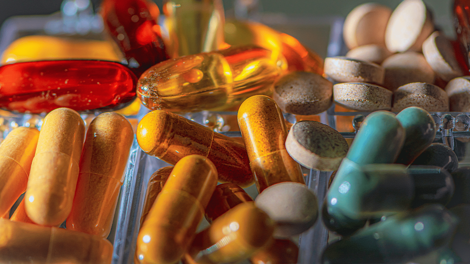 A pile of colourful pills.